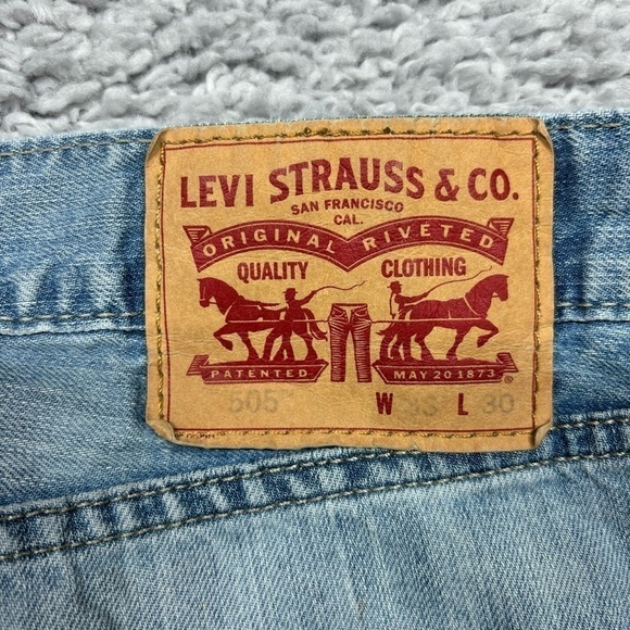 Levi's Jeans Mens 33 x 30 505 Classic Straight Light Wash Denim Basic Casual - Picture 3 of 5